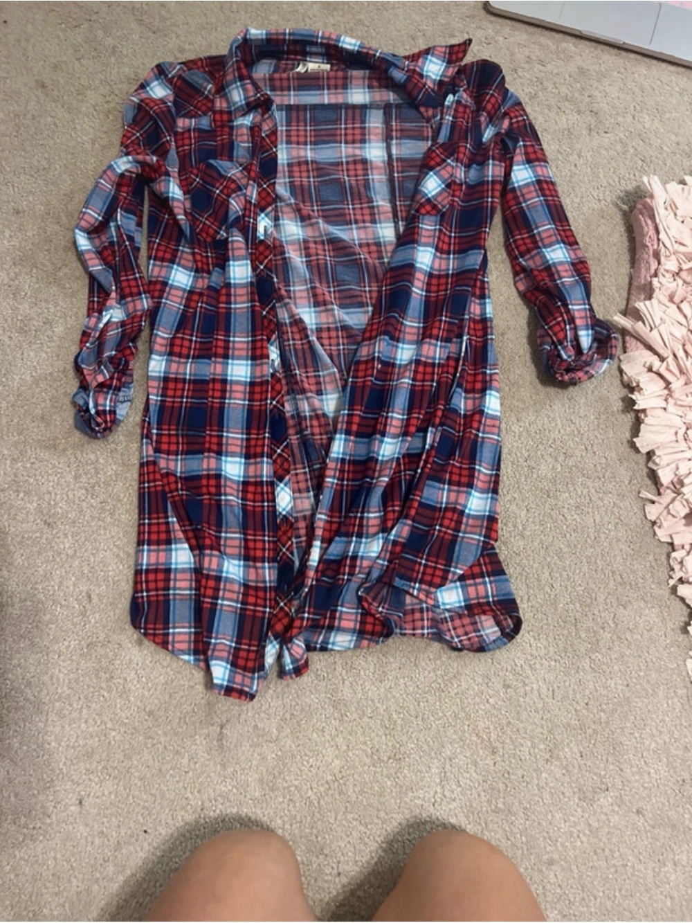 Girls' Red & Blue Plaid Button-Down dress - Casual Layering Top